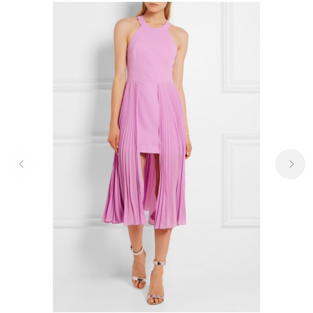 HALSTON HERITAGE Pleated Crepe Midi Dress - Picture 2 of 14